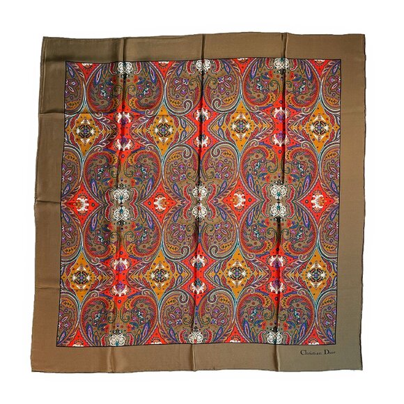 Vintage Christian Dior Silk Paisley Scarf - Picture 2 of 13